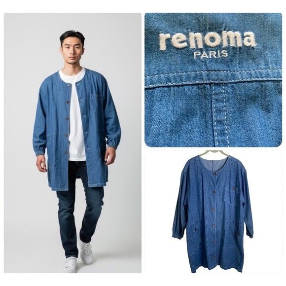 Vintage Renoma Paris Japan Apron Association Utility Jacket Denim Streetwear XL - Picture 1 of 16